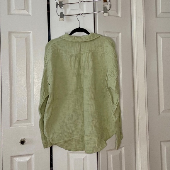 Lou & Grey Gauzy Button Up Shirt in Light Green - Picture 2 of 2